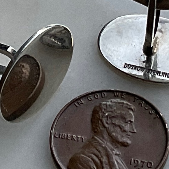 Vintage Estate Fine Sterling Silver Oval Engravable Cufflinks - Picture 8 of 8